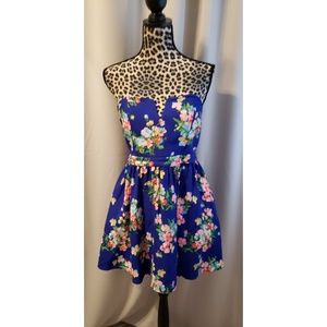 Royal blue floral mini dress